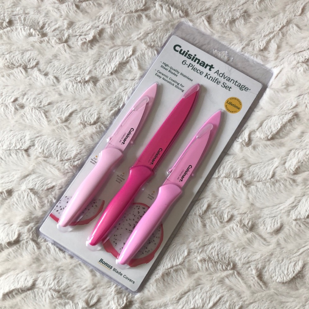 Cuisinart Pink 3-Piece Knife Set with Blade Covers